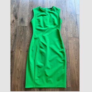 Zara Woman Pleated Shift Dress Size S Green Sleeveless Work Office Career Chic